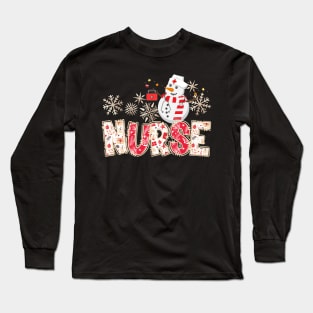 Nurse Life Christmas Snowman Scrub Top Long Sleeve T-Shirt